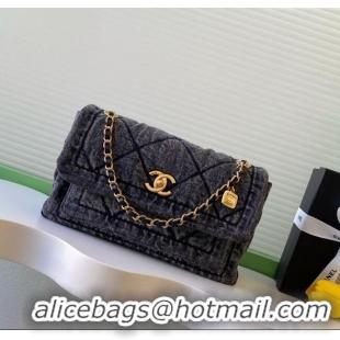 Top Grade Chanel Washed Denim Maxi Flap bag AS5734 Black 2025
