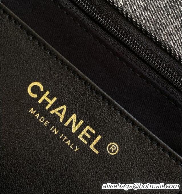 Top Grade Chanel Washed Denim Maxi Flap bag AS5734 Black 2025