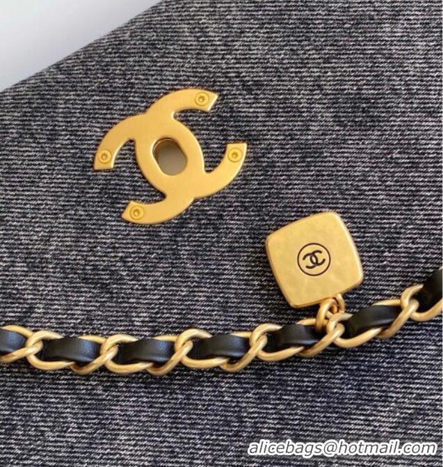 Top Grade Chanel Washed Denim Maxi Flap bag AS5734 Black 2025