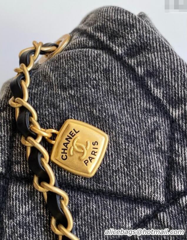 Top Grade Chanel Washed Denim Maxi Flap bag AS5734 Black 2025