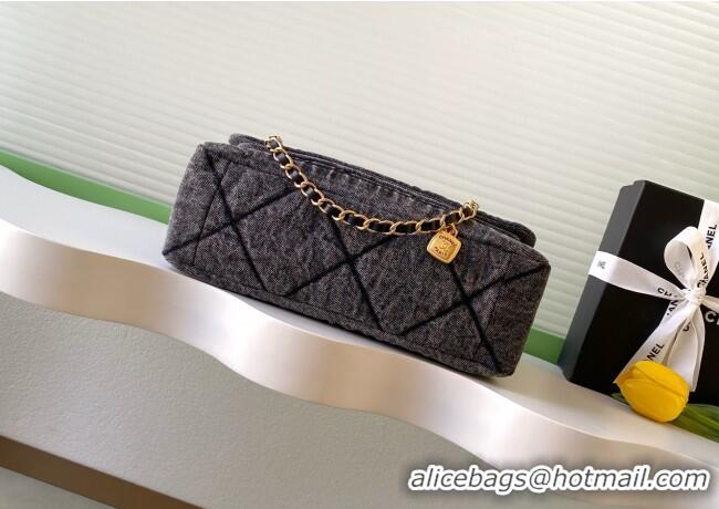 Top Grade Chanel Washed Denim Maxi Flap bag AS5734 Black 2025