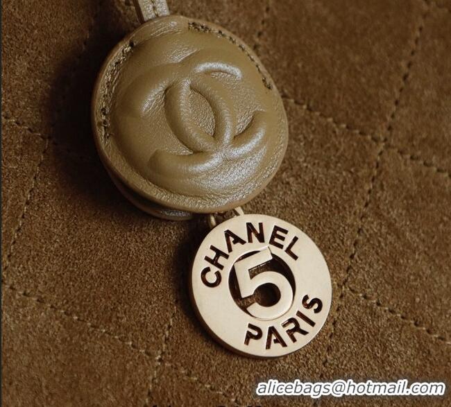 Grade Discount Chanel Quilted Suede Boston Top Handle Bag CH112702 Brown 2025