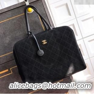 Market Sells Chanel Quilted Suede Boston Top Handle Bag CH112702 Black 2025