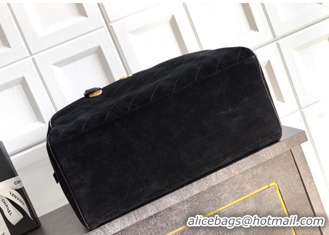 Market Sells Chanel Quilted Suede Boston Top Handle Bag CH112702 Black 2025