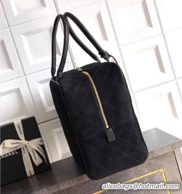Market Sells Chanel Quilted Suede Boston Top Handle Bag CH112702 Black 2025