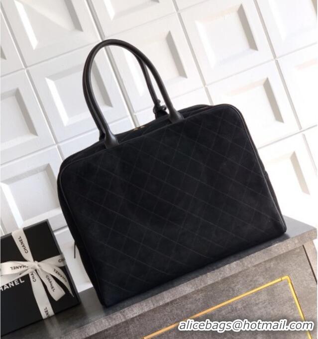 Market Sells Chanel Quilted Suede Boston Top Handle Bag CH112702 Black 2025