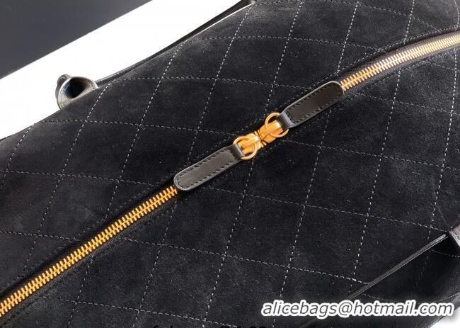 Market Sells Chanel Quilted Suede Boston Top Handle Bag CH112702 Black 2025
