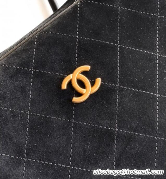 Market Sells Chanel Quilted Suede Boston Top Handle Bag CH112702 Black 2025