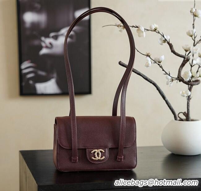 Grade Design Chanel Calfskin Leather Hobo Bag CH112703 Dark Burgundy 2025