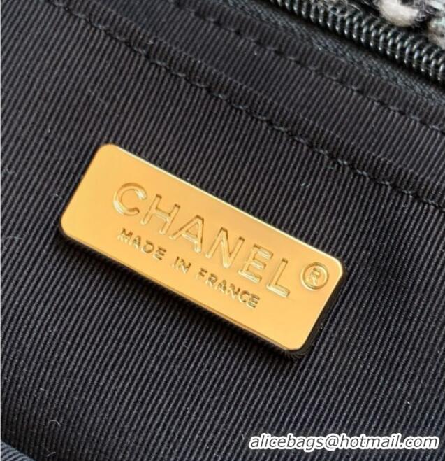 Top Grade Chanel Tweed & Shearling Large Flap Bag AS5686 Black/Grey 2025