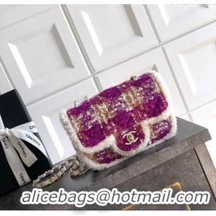 Luxury Cheap Chanel Tweed & Shearling Small Flap Bag AS5686 Fuchsia/Pink 2025