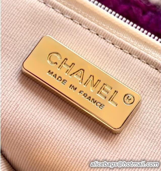 Luxury Cheap Chanel Tweed & Shearling Small Flap Bag AS5686 Fuchsia/Pink 2025
