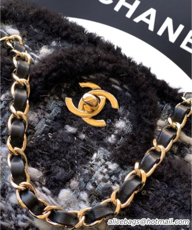 Stylish Promotional Chanel Tweed & Shearling Small Flap Bag AS5686 Black/Grey 2025