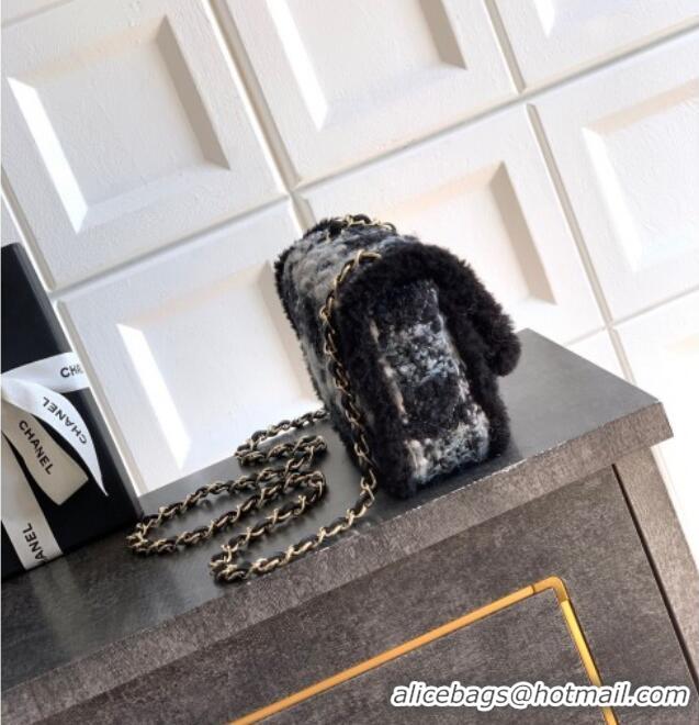 Stylish Promotional Chanel Tweed & Shearling Small Flap Bag AS5686 Black/Grey 2025