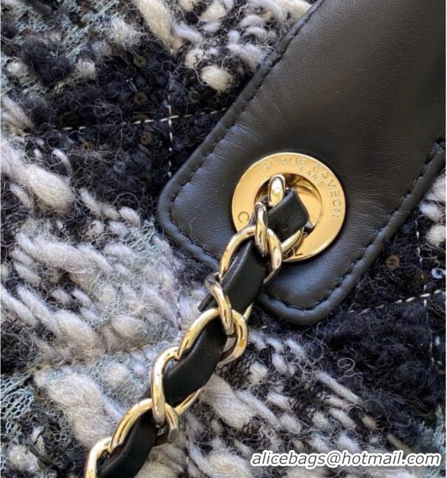 Discount Chanel Tweed & Shearling Small Shopping Bag AS5688 Black/Grey 2025