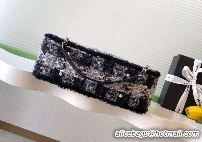 Discount Chanel Tweed & Shearling Small Shopping Bag AS5688 Black/Grey 2025