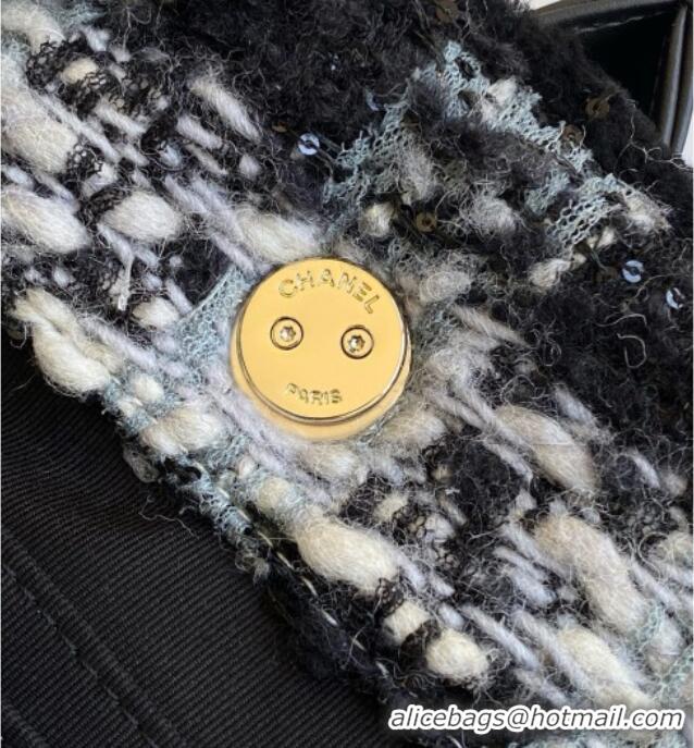 Discount Chanel Tweed & Shearling Small Shopping Bag AS5688 Black/Grey 2025