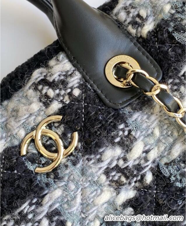 Discount Chanel Tweed & Shearling Small Shopping Bag AS5688 Black/Grey 2025