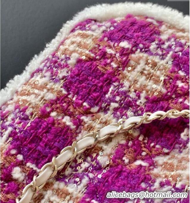 Modern Classic Chanel Tweed & Shearling Small Shopping Bag AS5688 Fuchsia/Pink 2025