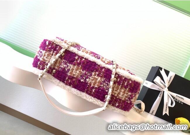 Modern Classic Chanel Tweed & Shearling Small Shopping Bag AS5688 Fuchsia/Pink 2025