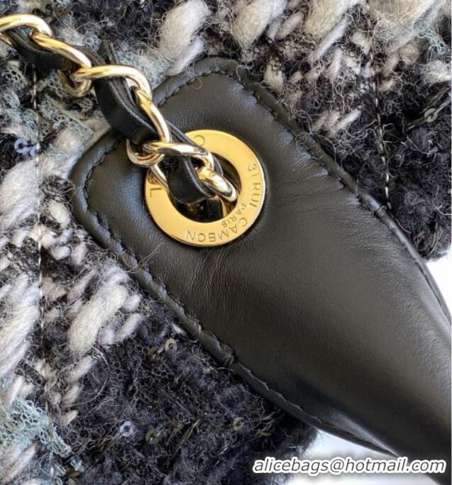 Reasonable Price Chanel Tweed & Shearling Shopping Bag AS5689 Black/Grey 2025