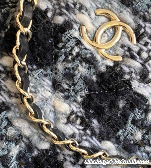 Reasonable Price Chanel Tweed & Shearling Shopping Bag AS5689 Black/Grey 2025