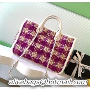 Best Price Chanel Tweed & Shearling Shopping Bag AS5689 Fuchsia/Pink 2025
