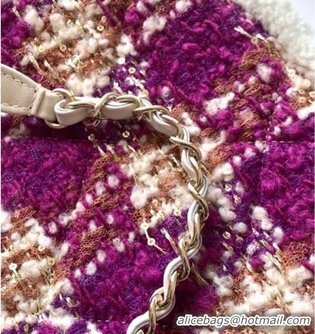 Best Price Chanel Tweed & Shearling Shopping Bag AS5689 Fuchsia/Pink 2025