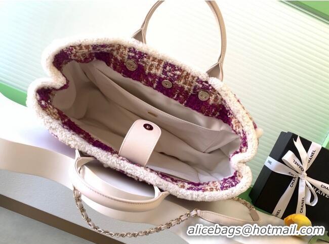 Best Price Chanel Tweed & Shearling Shopping Bag AS5689 Fuchsia/Pink 2025