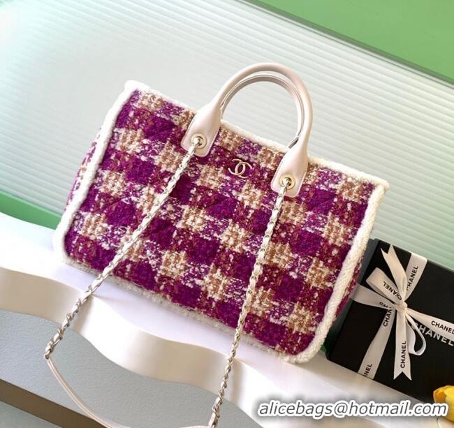 Best Price Chanel Tweed & Shearling Shopping Bag AS5689 Fuchsia/Pink 2025