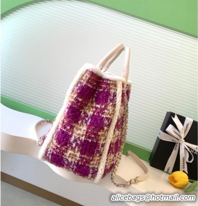 Best Price Chanel Tweed & Shearling Shopping Bag AS5689 Fuchsia/Pink 2025