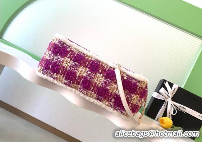 Best Price Chanel Tweed & Shearling Shopping Bag AS5689 Fuchsia/Pink 2025