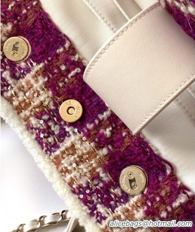 Best Price Chanel Tweed & Shearling Shopping Bag AS5689 Fuchsia/Pink 2025