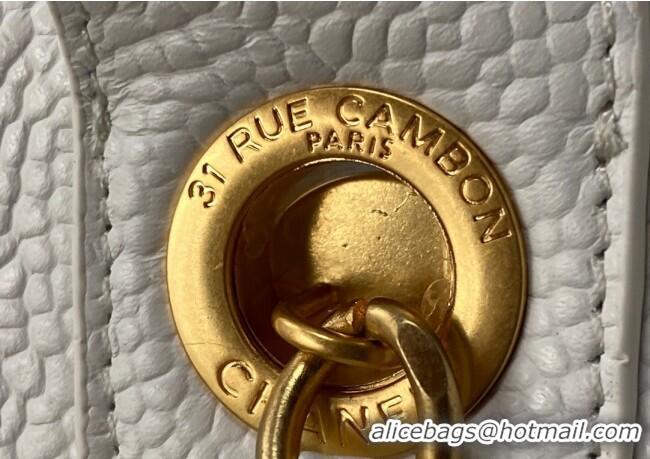 New Cheap Chanel Deauville Grained Calfskin Medium Shopping Bag A66941 White 2025