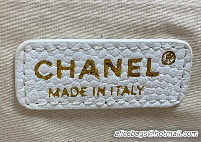 New Cheap Chanel Deauville Grained Calfskin Medium Shopping Bag A66941 White 2025