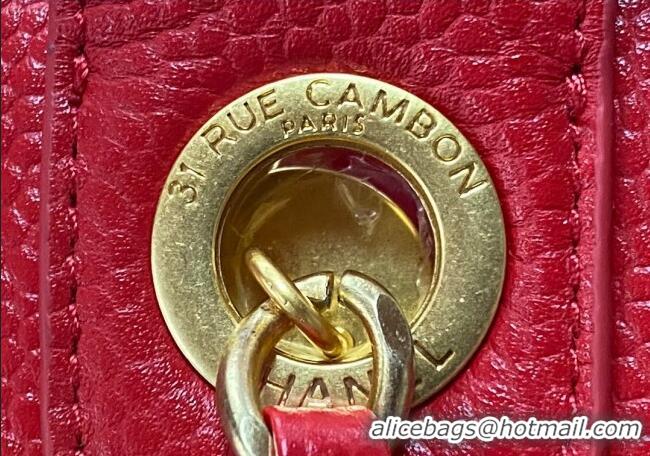 Luxury Cheap Chanel Deauville Grained Calfskin Medium Shopping Bag A66941 Red 2025