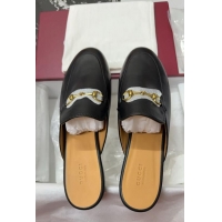 Durable Gucci Princetown Calf Leather Flat Slippers Black 2025 557730