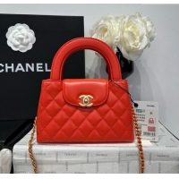 Shop Discount Chanel Shiny Calfskin Mini Kelly Shopping Bag AS4416 Red 2025