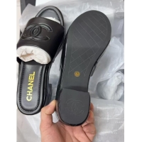 Buy Luxury Chanel Quilted Lambskin Platform Wedge Slides Sandal Black 2025 CH071502
