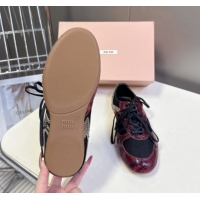 Grade Quality Miu Miu Gymnasium Sneakers in Python Print Leather and Technical Fabric Red/Black 1024110