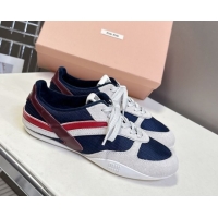 Best Price Miu Miu Gymnasium Sneakers in Suede and Technical Fabric Blue/Grey 1024113