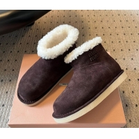 Durable Miu Miu Suede and Shearling Snow Ankle Boots Dark Brown 5T515E 1024118