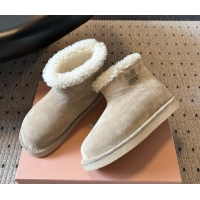 Luxurious Miu Miu Suede and Shearling Snow Ankle Boots Beige2 2025 5T515E 1024119