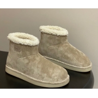 Good Looking Miu Miu Suede and Shearling Snow Ankle Boots Light Beige 5T515E 1024120