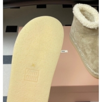 Good Looking Miu Miu Suede and Shearling Snow Ankle Boots Light Beige 5T515E 1024120