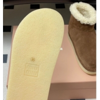 Purchase Miu Miu Suede and Shearling Snow Ankle Boots Brown 5T515E 1024121