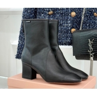 Most Popular Miu Miu Nappa Leather Heel Ankle Boots 5cm with Logo Tag Black 5T557E 1024123