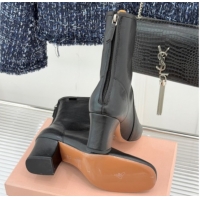 Most Popular Miu Miu Nappa Leather Heel Ankle Boots 5cm with Logo Tag Black 5T557E 1024123