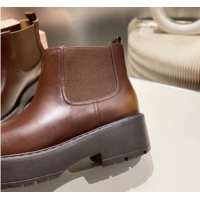 Good Looking Miu Miu Faded Leather Platform Ankle Boots Brown MM102403 1024126