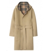 ​Top Quality Burberry Reversible Wool Hooded Wrap Coat B8912 Sand
